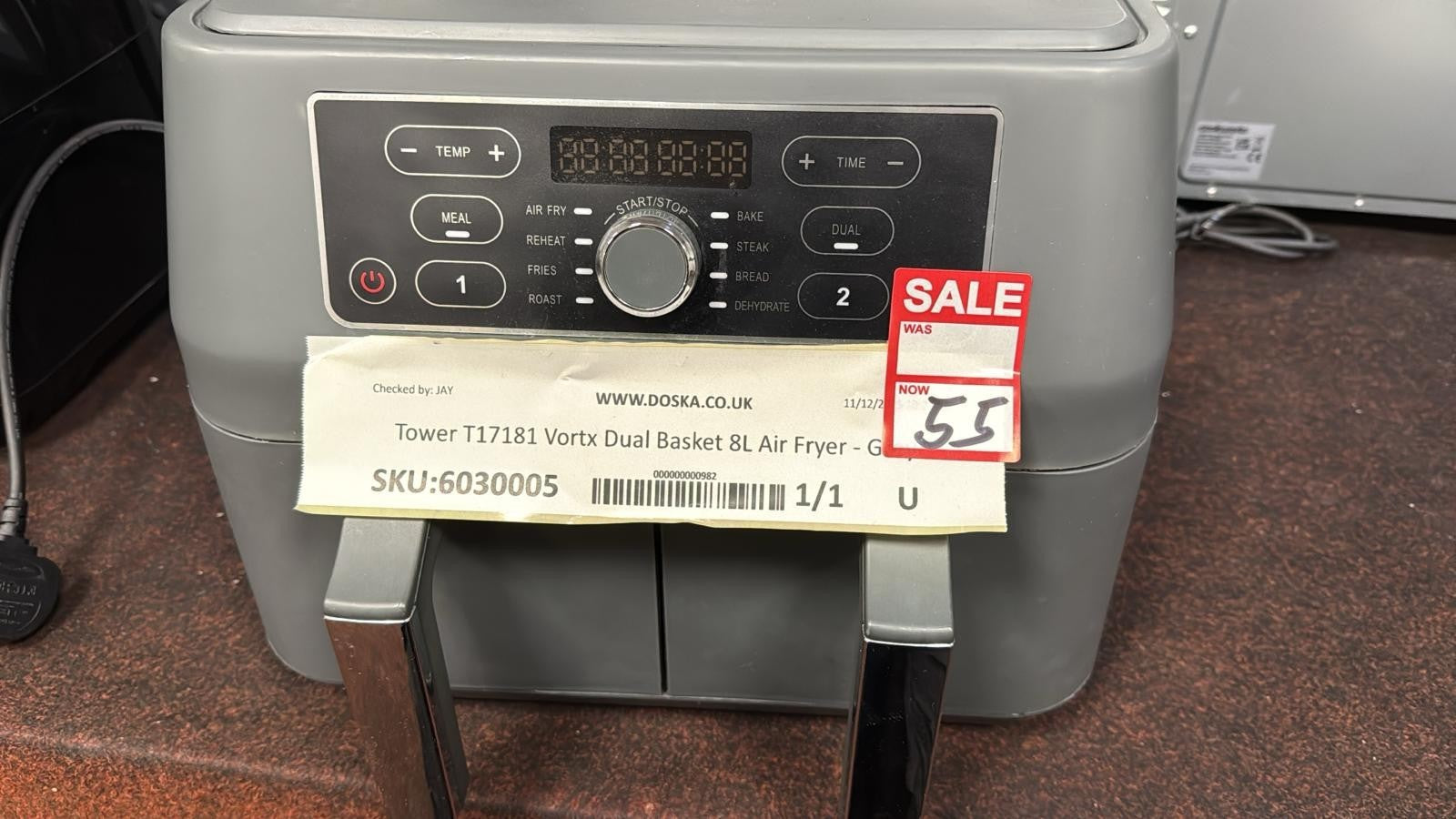 Tower T17181 Vortx Dual Basket 8L Air Fryer - Grey