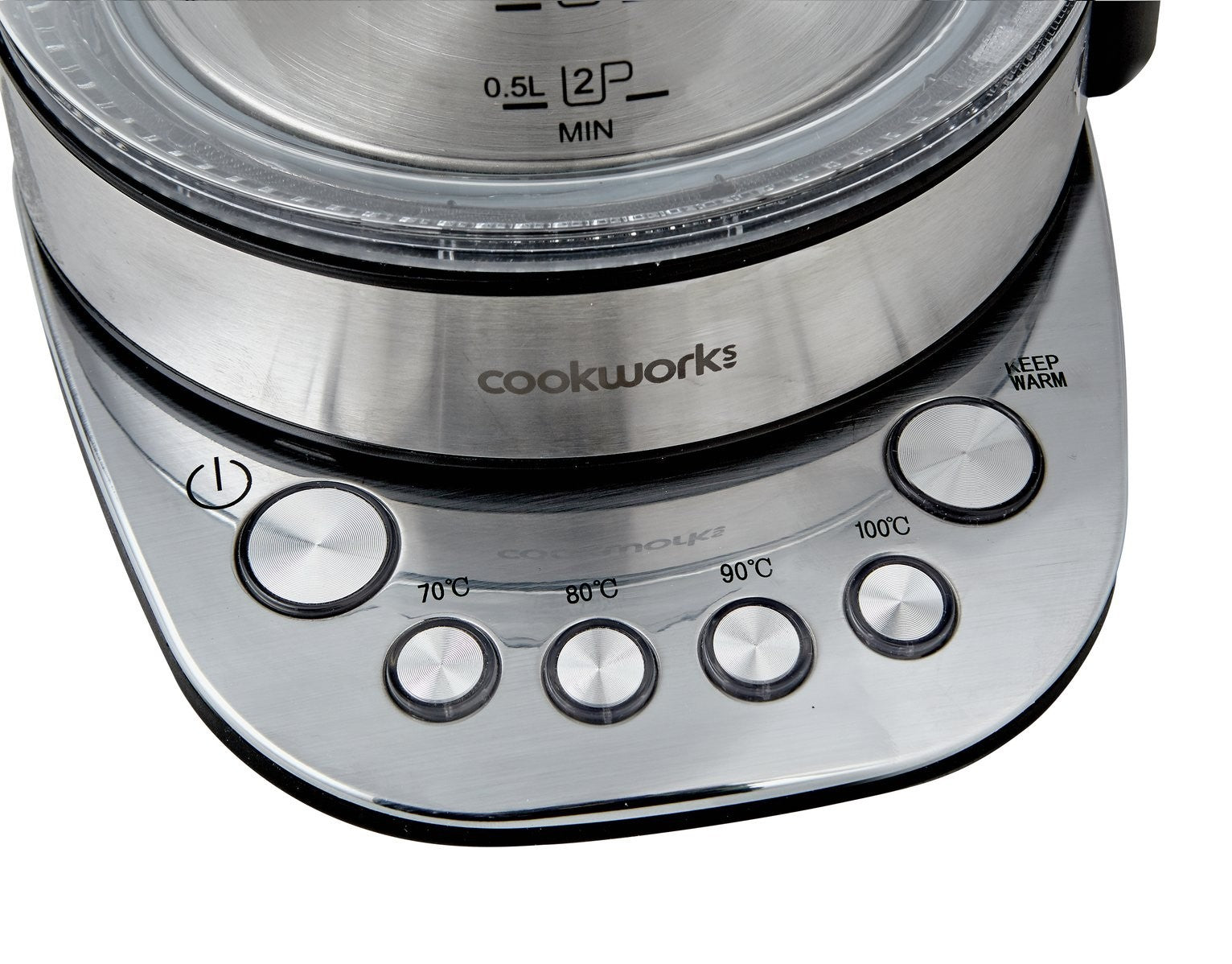 Cookworks Variable Temperature Glass Kettle - S/Steel