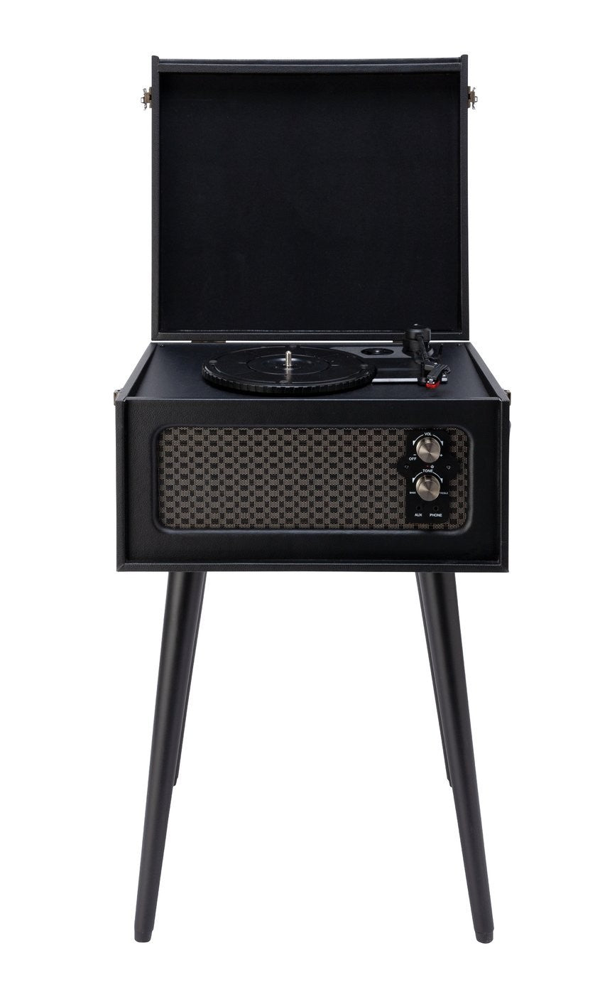 Bush Wooden Bluetooth Turntable Retro Aux Record Player Withs Legs Black 7164138