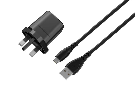 5W USB-A Mains Charger and Micro USB cable - Black