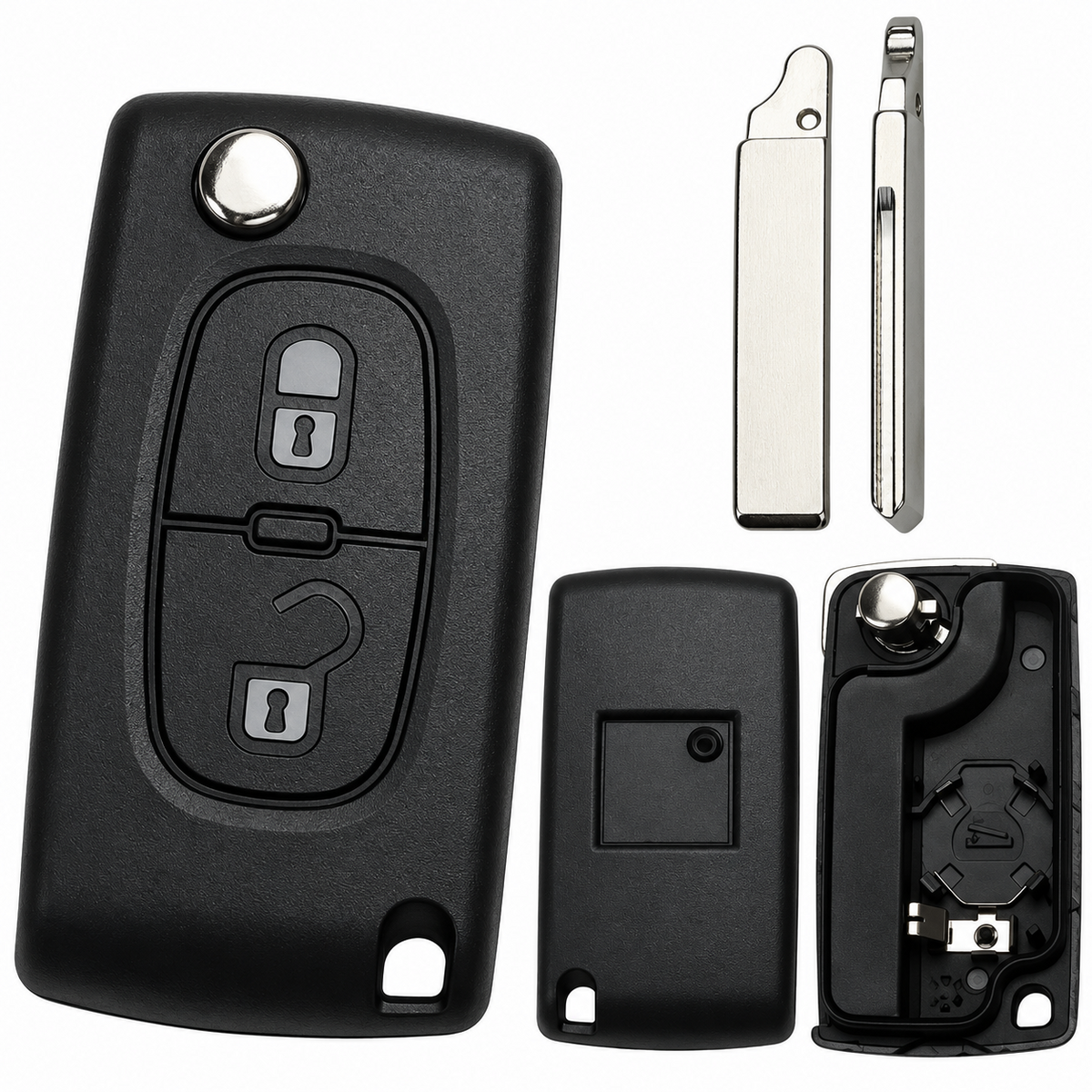Peugeot 207 Key Case 2 Button Flip Remote Fob HU83 Blade 2006-2012