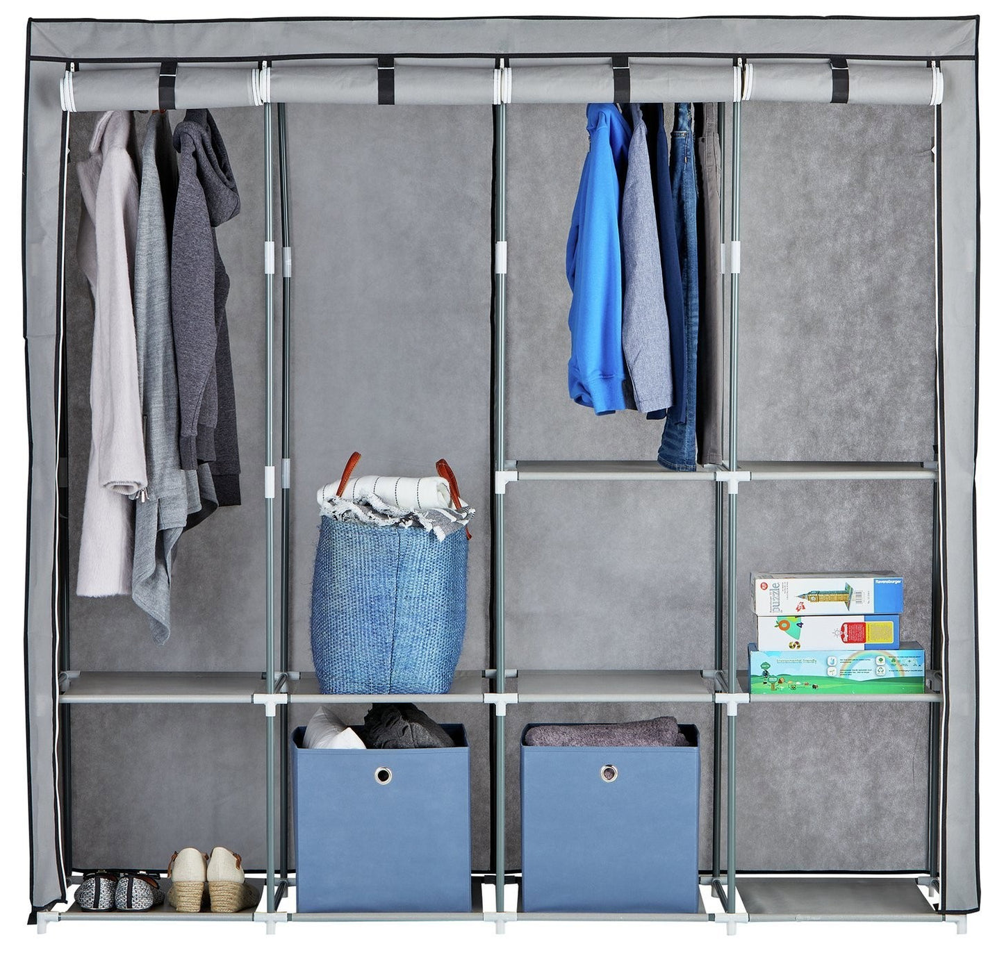 Argos Home Triple Modular Fabric Wardrobe - Grey and Black