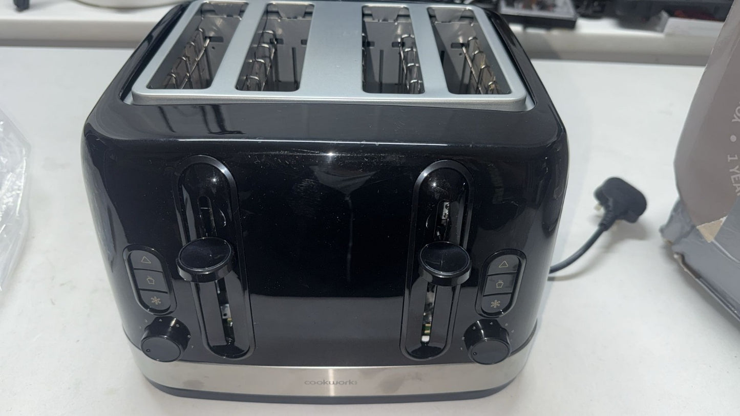 Cookworks Illuminated 4 Slice Toaster - Black