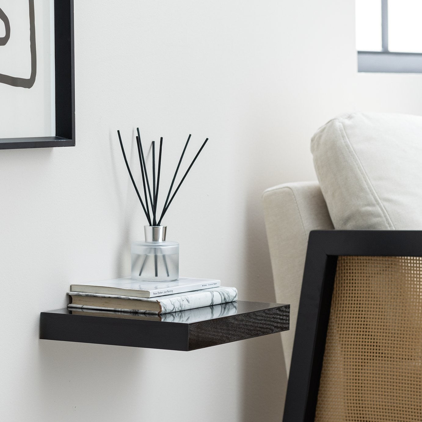 Home Jak 30cm Floating Shelf - Black Gloss