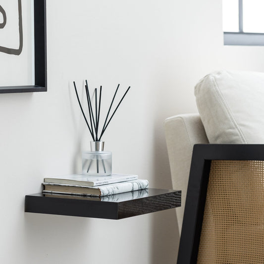 Home Jak 30cm Floating Shelf - Black Gloss