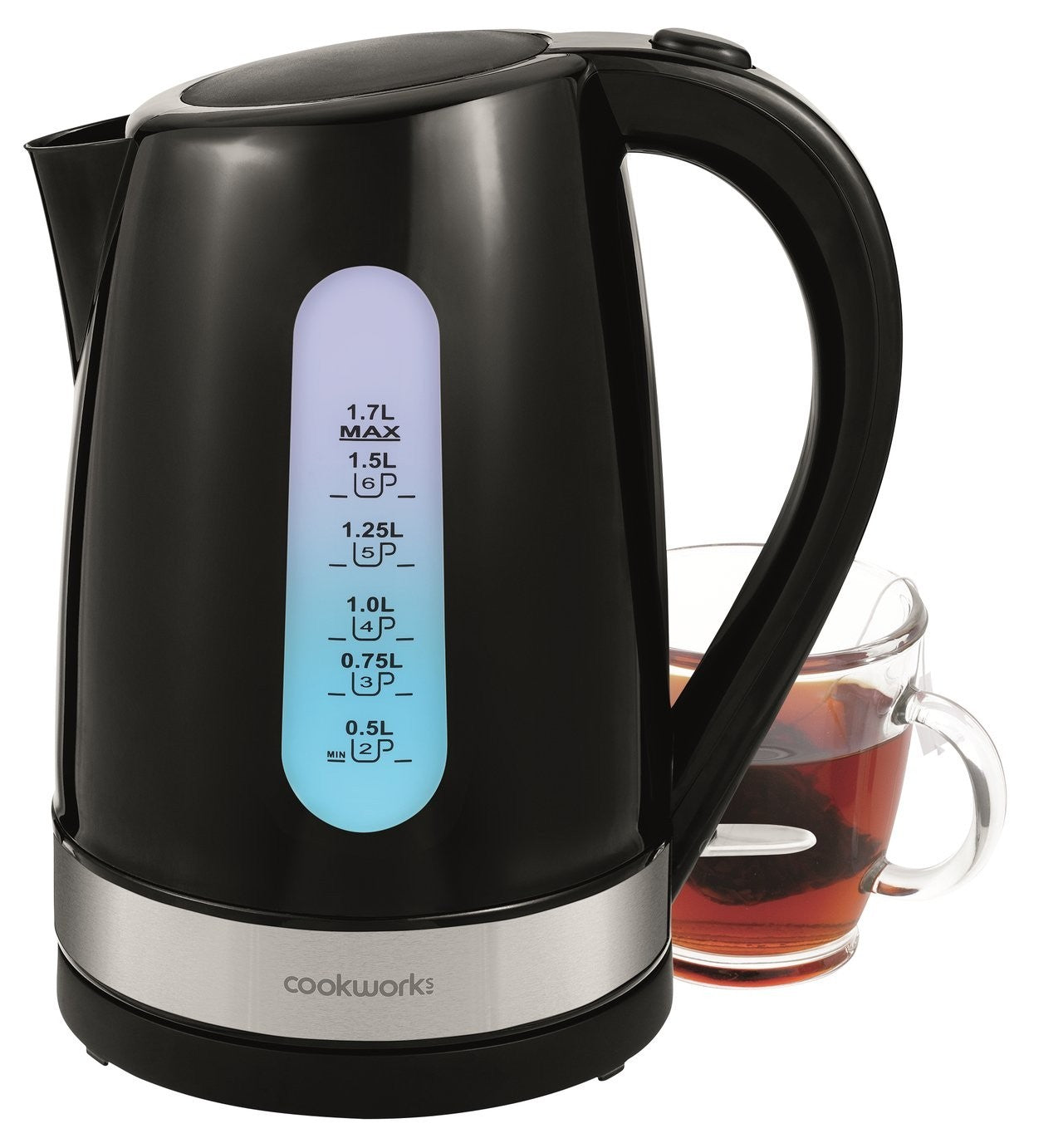 Cookworks Plastic Illuminated Kettle - Black