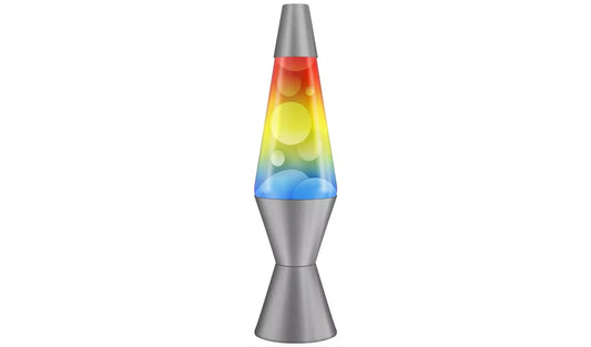 Rainbow Glitz Lava Lamp 14.5in - Yellow & Silver