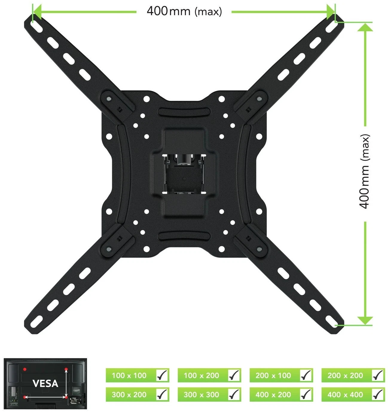 AVF TV Wall Bracket 32 55 Inch Multi Position Tilt Swivel 25kg AAL444 No Screws